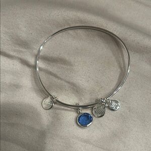 Alex and Ani Silver Charm Bangle Bracelet with Blue stone